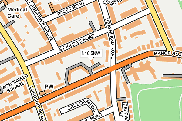 N16 5NW map - OS OpenMap – Local (Ordnance Survey)