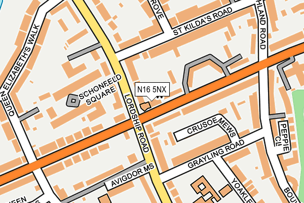 N16 5NX map - OS OpenMap – Local (Ordnance Survey)