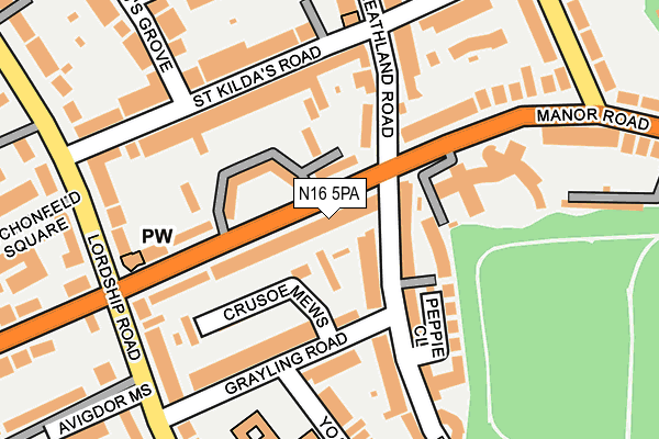 N16 5PA map - OS OpenMap – Local (Ordnance Survey)