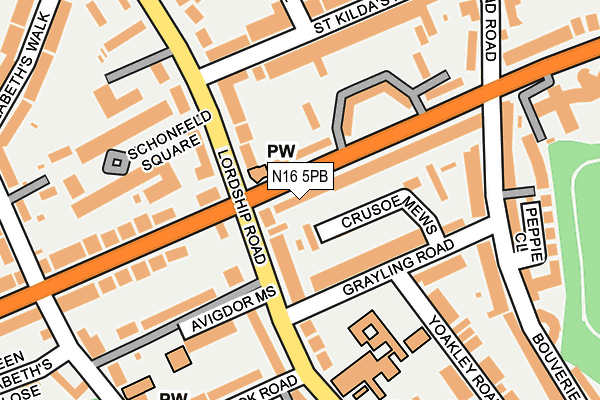 N16 5PB map - OS OpenMap – Local (Ordnance Survey)