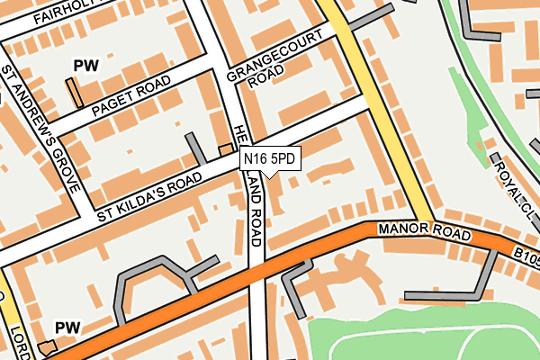 N16 5PD map - OS OpenMap – Local (Ordnance Survey)