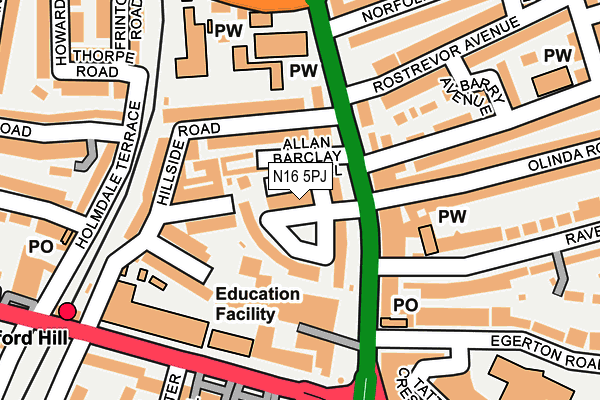 N16 5PJ map - OS OpenMap – Local (Ordnance Survey)