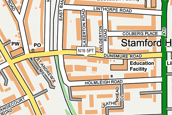 N16 5PT map - OS OpenMap – Local (Ordnance Survey)