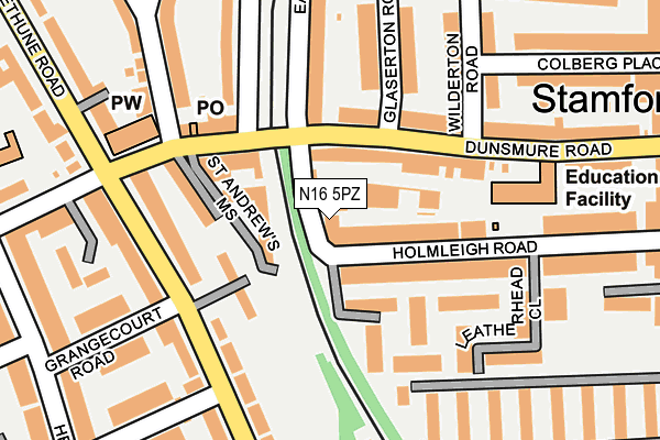 N16 5PZ map - OS OpenMap – Local (Ordnance Survey)