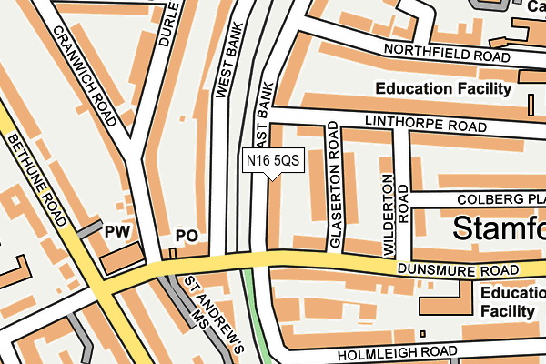 N16 5QS map - OS OpenMap – Local (Ordnance Survey)