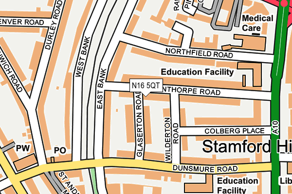 N16 5QT map - OS OpenMap – Local (Ordnance Survey)