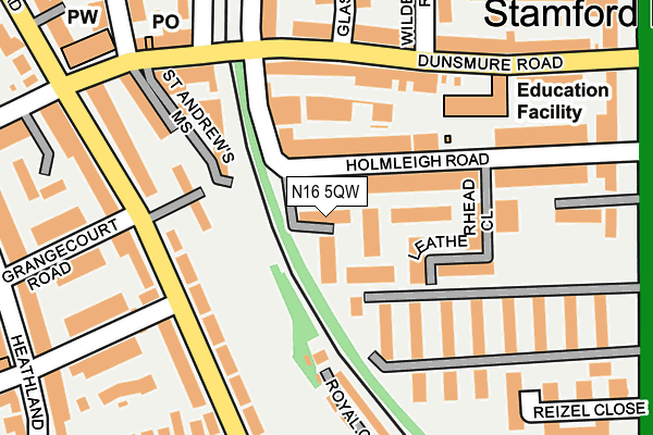 N16 5QW map - OS OpenMap – Local (Ordnance Survey)