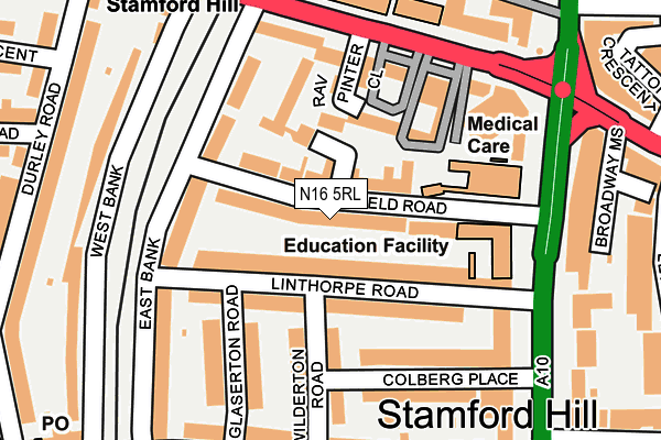 N16 5RL map - OS OpenMap – Local (Ordnance Survey)