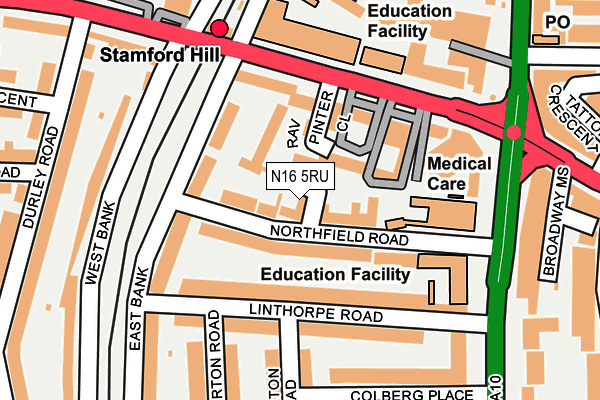 N16 5RU map - OS OpenMap – Local (Ordnance Survey)