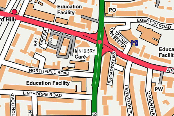 N16 5RY map - OS OpenMap – Local (Ordnance Survey)