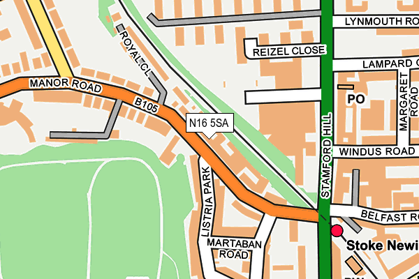 N16 5SA map - OS OpenMap – Local (Ordnance Survey)