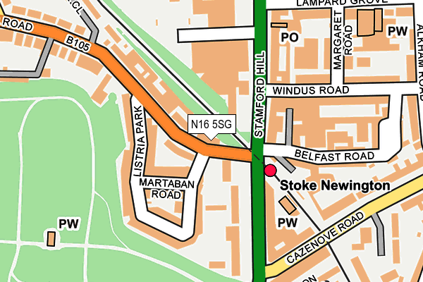 N16 5SG map - OS OpenMap – Local (Ordnance Survey)