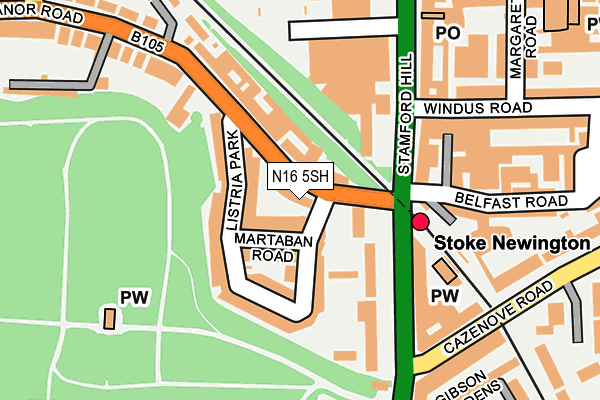 N16 5SH map - OS OpenMap – Local (Ordnance Survey)