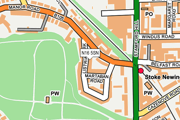 N16 5SN map - OS OpenMap – Local (Ordnance Survey)