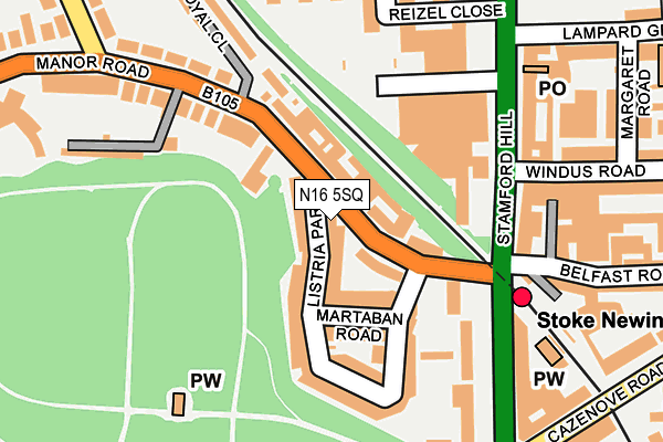 N16 5SQ map - OS OpenMap – Local (Ordnance Survey)