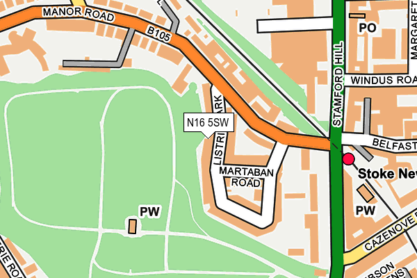 N16 5SW map - OS OpenMap – Local (Ordnance Survey)