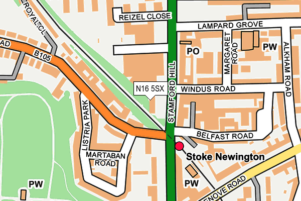 N16 5SX map - OS OpenMap – Local (Ordnance Survey)