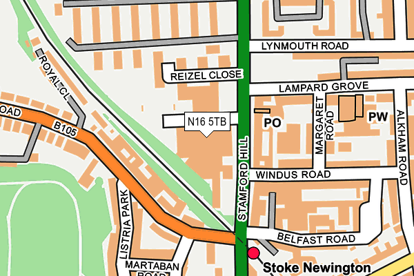 N16 5TB map - OS OpenMap – Local (Ordnance Survey)