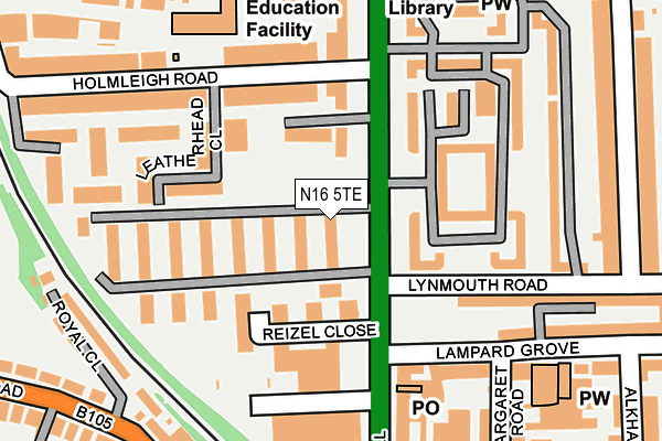 N16 5TE map - OS OpenMap – Local (Ordnance Survey)