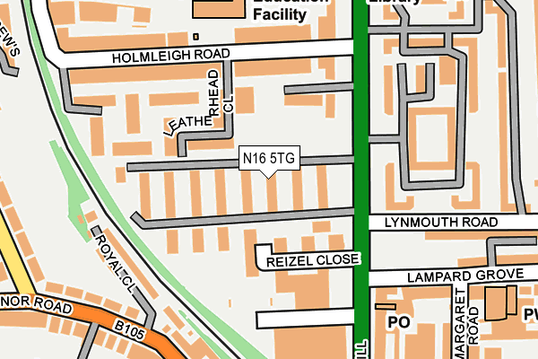 N16 5TG map - OS OpenMap – Local (Ordnance Survey)