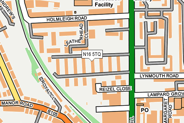 N16 5TQ map - OS OpenMap – Local (Ordnance Survey)