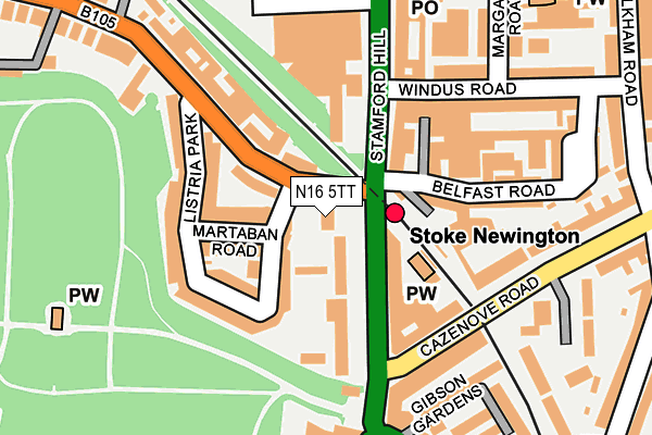 N16 5TT map - OS OpenMap – Local (Ordnance Survey)