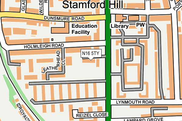 N16 5TY map - OS OpenMap – Local (Ordnance Survey)