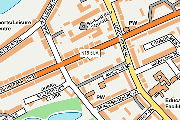 N16 5UA map - OS OpenMap – Local (Ordnance Survey)