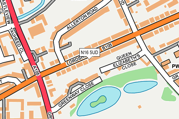 N16 5UD map - OS OpenMap – Local (Ordnance Survey)