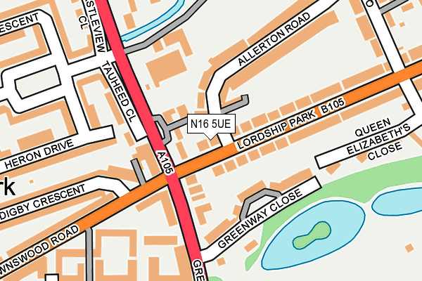 N16 5UE map - OS OpenMap – Local (Ordnance Survey)