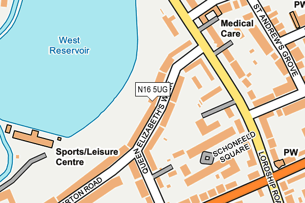 N16 5UG map - OS OpenMap – Local (Ordnance Survey)