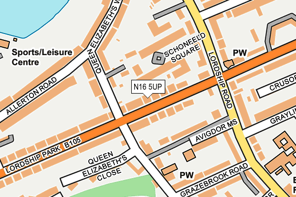 N16 5UP map - OS OpenMap – Local (Ordnance Survey)