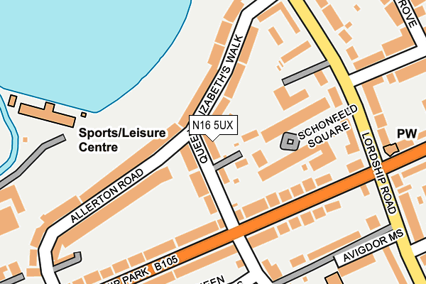 N16 5UX map - OS OpenMap – Local (Ordnance Survey)