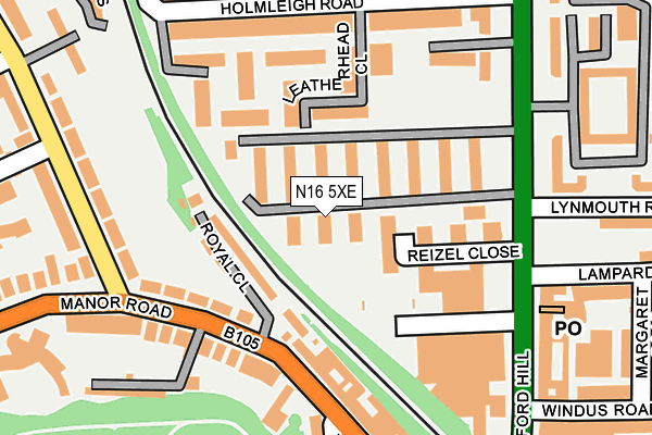 N16 5XE map - OS OpenMap – Local (Ordnance Survey)