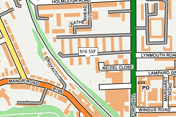N16 5XF map - OS OpenMap – Local (Ordnance Survey)
