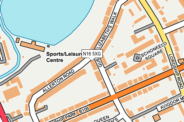 N16 5XG map - OS OpenMap – Local (Ordnance Survey)