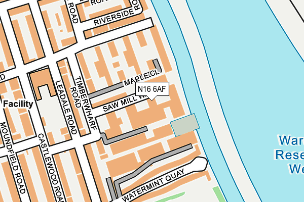 N16 6AF map - OS OpenMap – Local (Ordnance Survey)