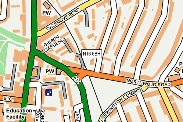 N16 6BH map - OS OpenMap – Local (Ordnance Survey)