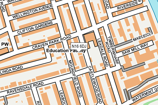 N16 6DJ map - OS OpenMap – Local (Ordnance Survey)