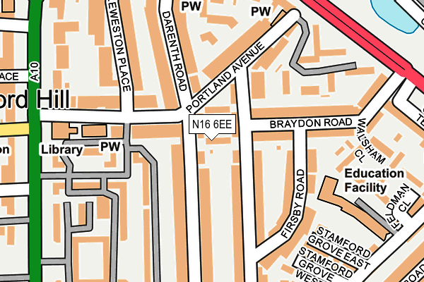 N16 6EE map - OS OpenMap – Local (Ordnance Survey)