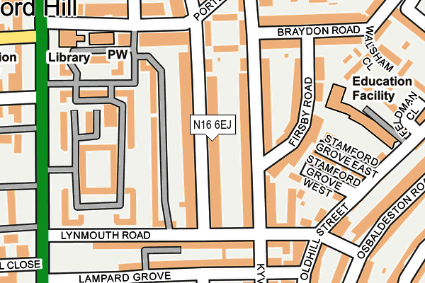 N16 6EJ map - OS OpenMap – Local (Ordnance Survey)