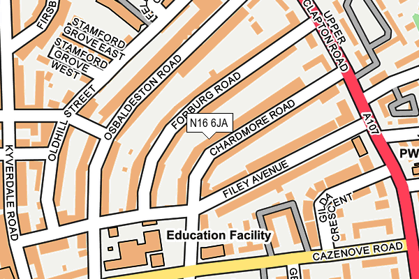 N16 6JA map - OS OpenMap – Local (Ordnance Survey)