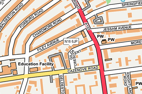 N16 6JP map - OS OpenMap – Local (Ordnance Survey)