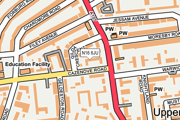N16 6JU map - OS OpenMap – Local (Ordnance Survey)