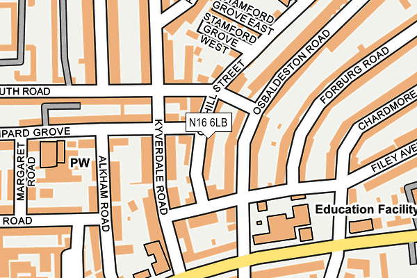 N16 6LB map - OS OpenMap – Local (Ordnance Survey)