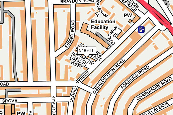 N16 6LL map - OS OpenMap – Local (Ordnance Survey)