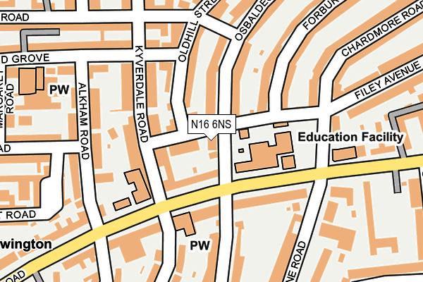 N16 6NS map - OS OpenMap – Local (Ordnance Survey)