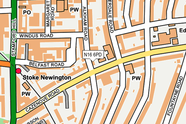 N16 6PD map - OS OpenMap – Local (Ordnance Survey)