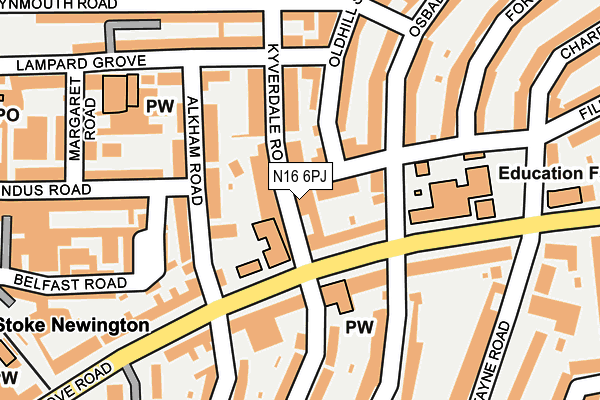 N16 6PJ map - OS OpenMap – Local (Ordnance Survey)