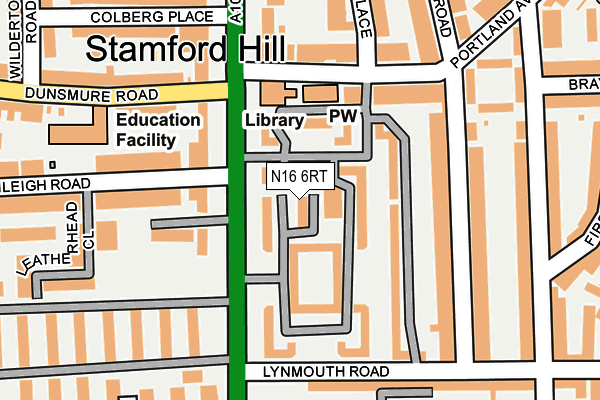 N16 6RT map - OS OpenMap – Local (Ordnance Survey)